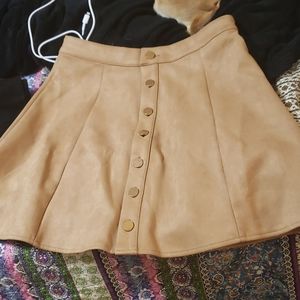 Tan faux button skirt